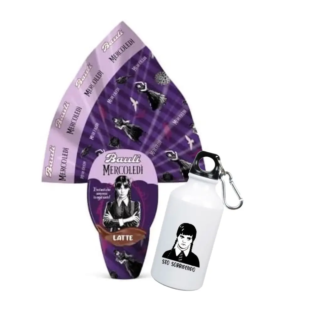 Uovo di Pasqua Mercoledì Addams + borraccia personalizzabile