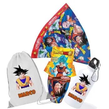 Uovo di Pasqua Dragonball + borraccia e sacca personalizzabili