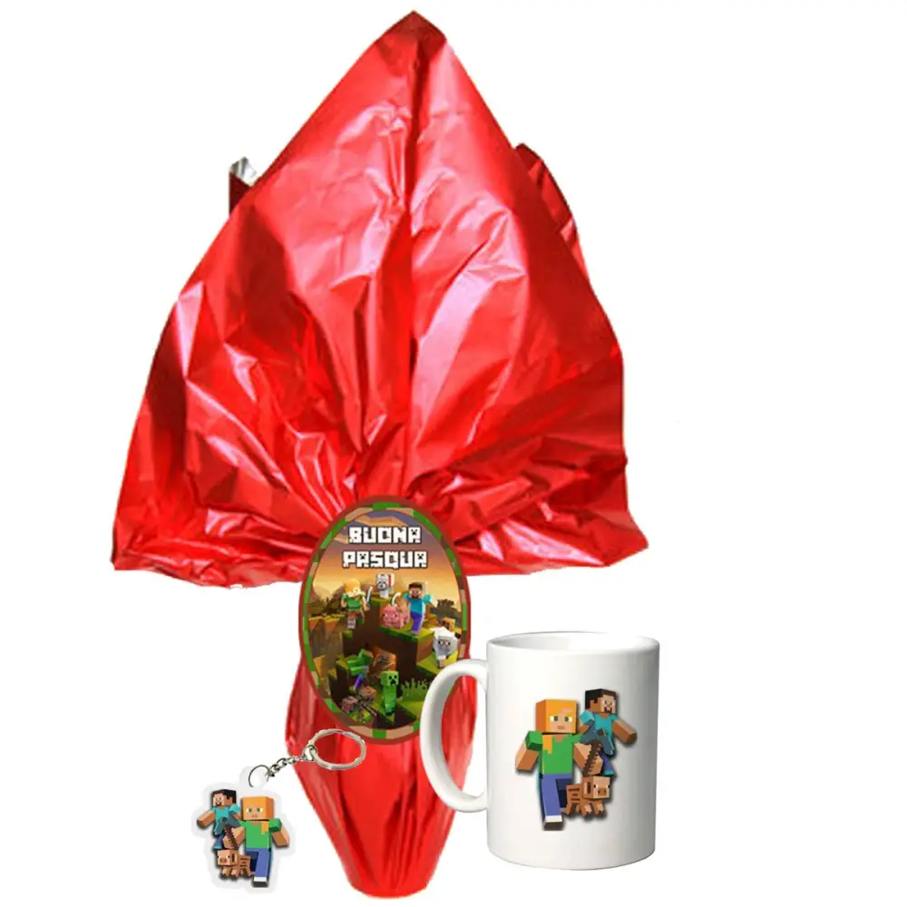 Uovo di Pasqua Minecraft Con portachiavi e tazza personalizzabile