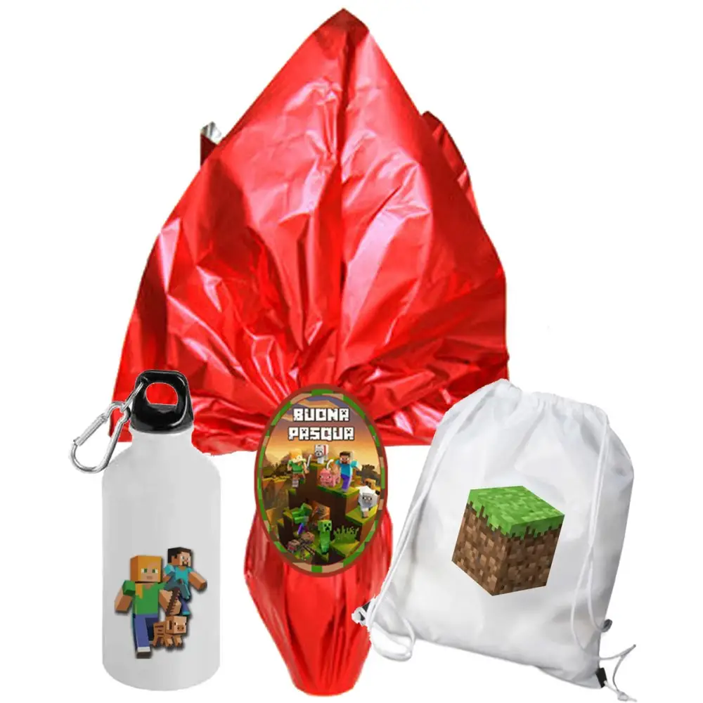 Uovo di Pasqua Minecraft Con borraccia e sacca