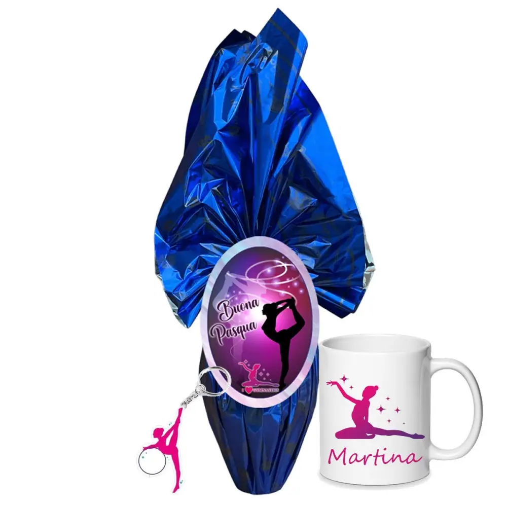 Uovo di Pasqua Ginnastica Artistica Con portachiavi e tazza personalizzabilepersonalizzabile