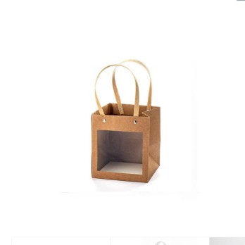 1 shopper in carta con finestra beige 15X15X17H cm A3075 23