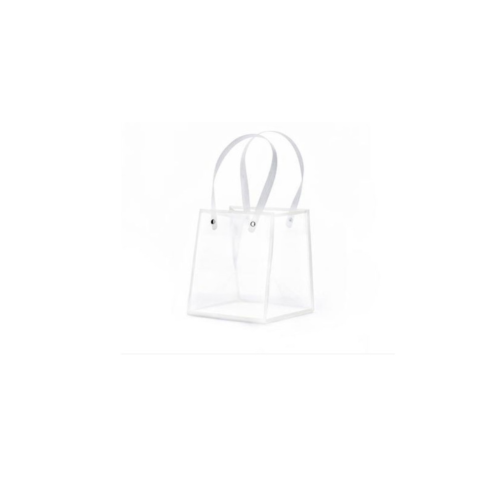 1 shopper trasparente con bordo bianco 12X12X15H cm A3073