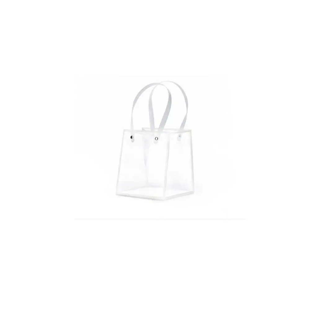 1 shopper trasparente con bordo bianco 12X12X15H cm A3073