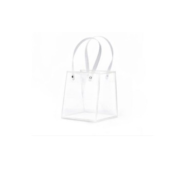 1 shopper trasparente con bordo bianco 12X12X15H cm A3073