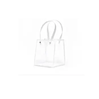 1 shopper trasparente con bordo bianco 12X12X15H cm A3073