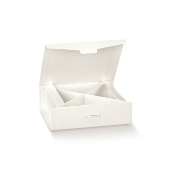 Scatola in cartoncino 120 x 120 x 40 mm fibra bianco gift box con separatore 119453