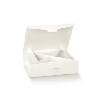 Scatola in cartoncino 120 x 120 x 40 mm fibra bianco gift box con separatore 119453
