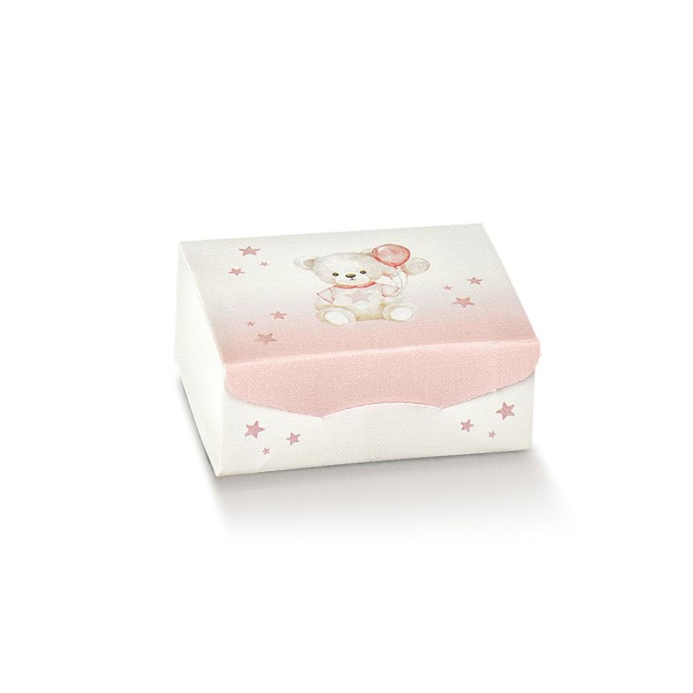 scatolina portaconfetti 70 x 70 x 30 mm 112902 baby orsetto rosa