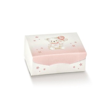 scatolina portaconfetti 70 x 70 x 30 mm 112902 baby orsetto rosa