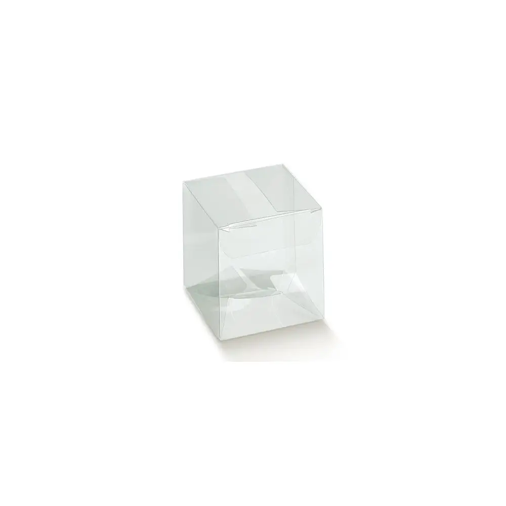 scatolina portaconfetti trasparente in pet pieghevole cm 10 x 10 x 12 h cm  1 pz A3081