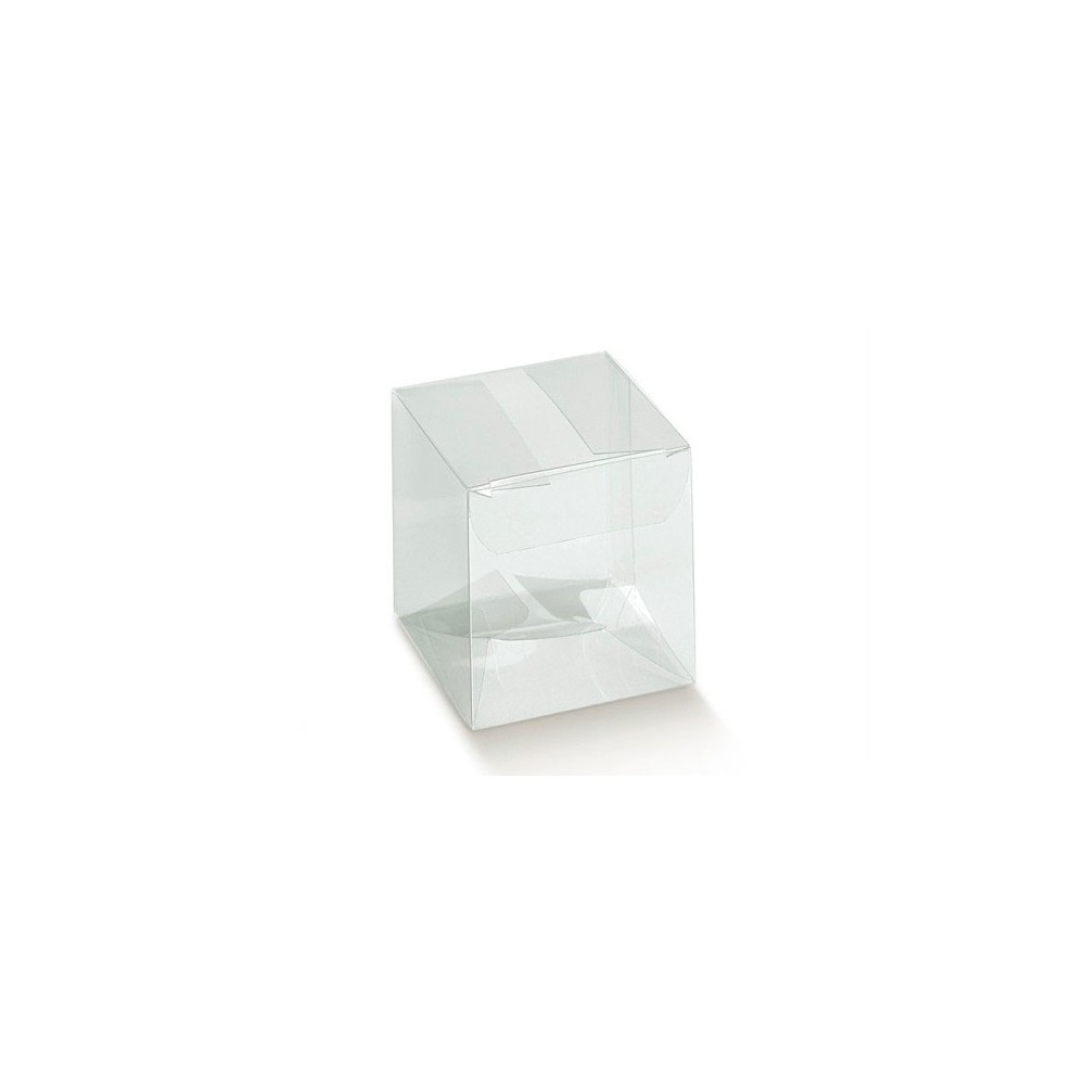 scatolina portaconfetti trasparente in pet pieghevole cm 8 x 8 x 11 h cm  1 pz A3082