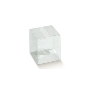 scatolina portaconfetti trasparente in pet pieghevole cm 8 x 8 x 11 h cm  1 pz A3082