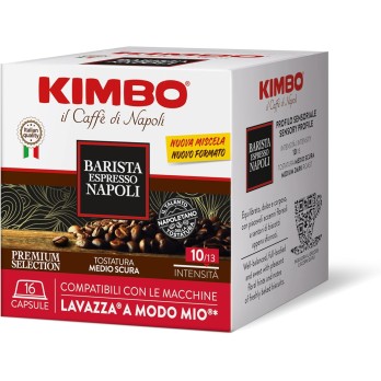 Kimbo Capsule Compatibili Lavazza A Modo Mio - 128 Capsule - Barista Espresso Napoli - 8 Confezioni da 16 Capsule