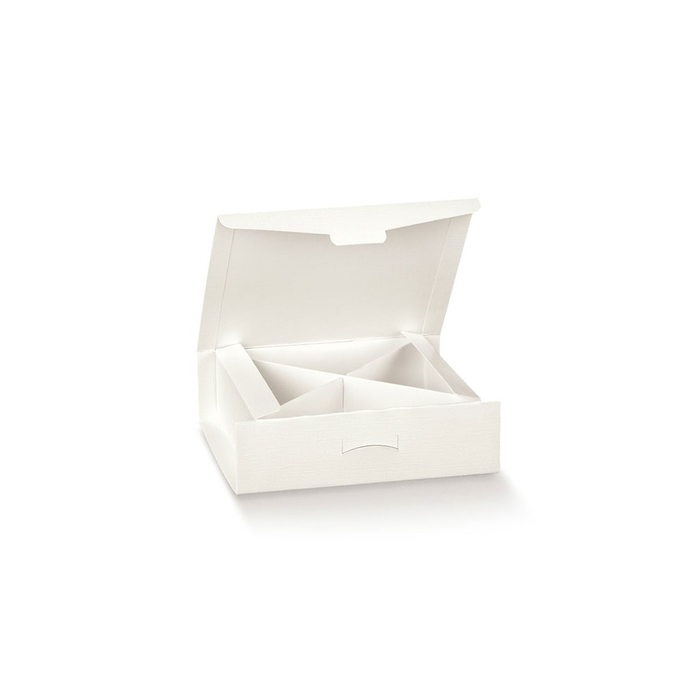 Scatola in cartoncino 100 x 100 x 40 mm fibra bianco gift box con separatore 119452