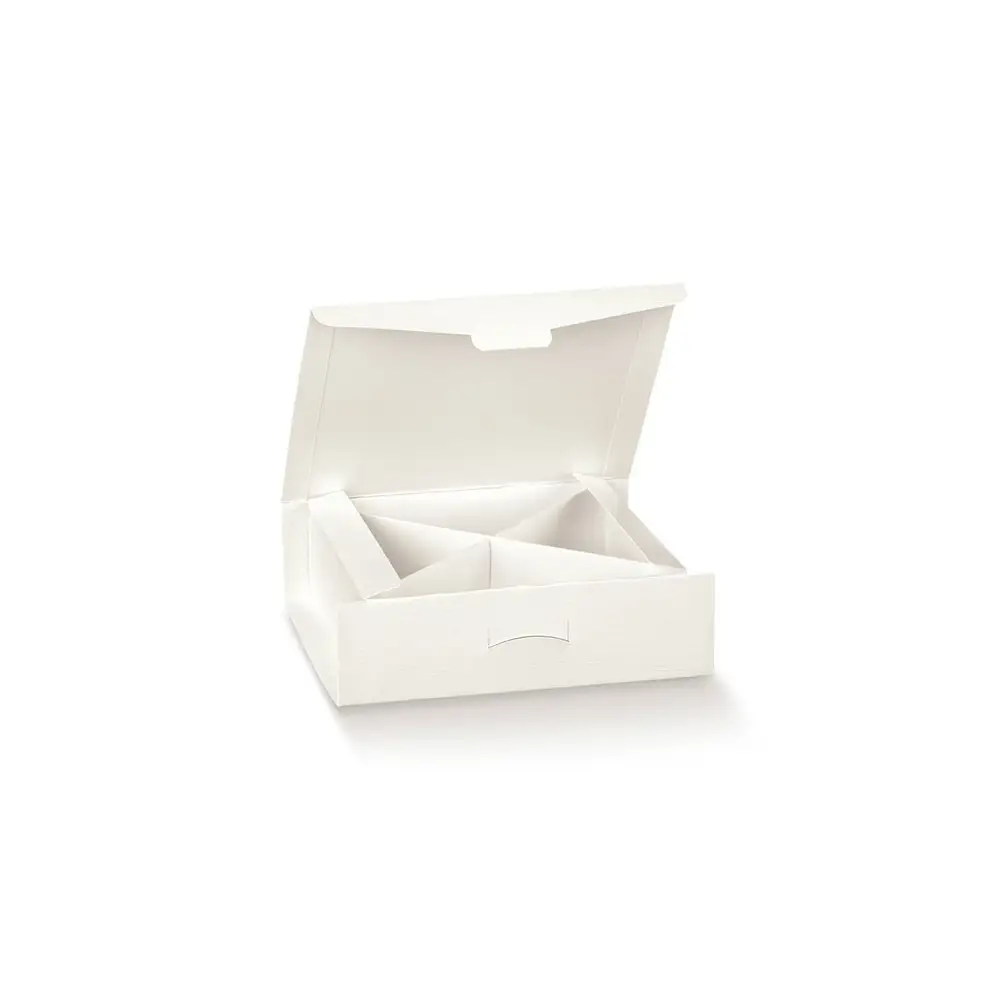 Scatola in cartoncino 100 x 100 x 40 mm fibra bianco gift box con separatore 119452