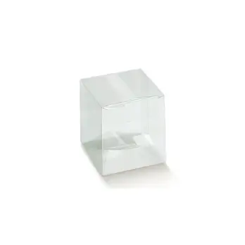 scatolina portaconfetti trasparente in pet pieghevole cm 10 x 10 x 12 h cm  1 pz A3081