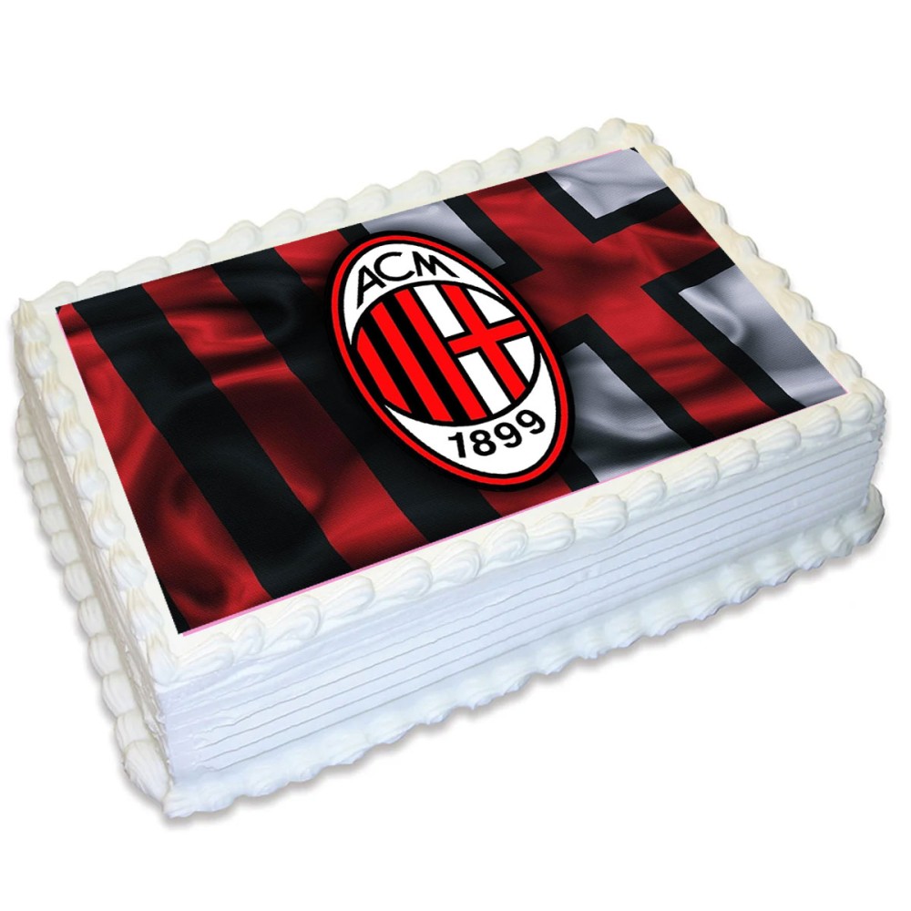 Cialda Milan calcio rettangolare per torte personalizabile