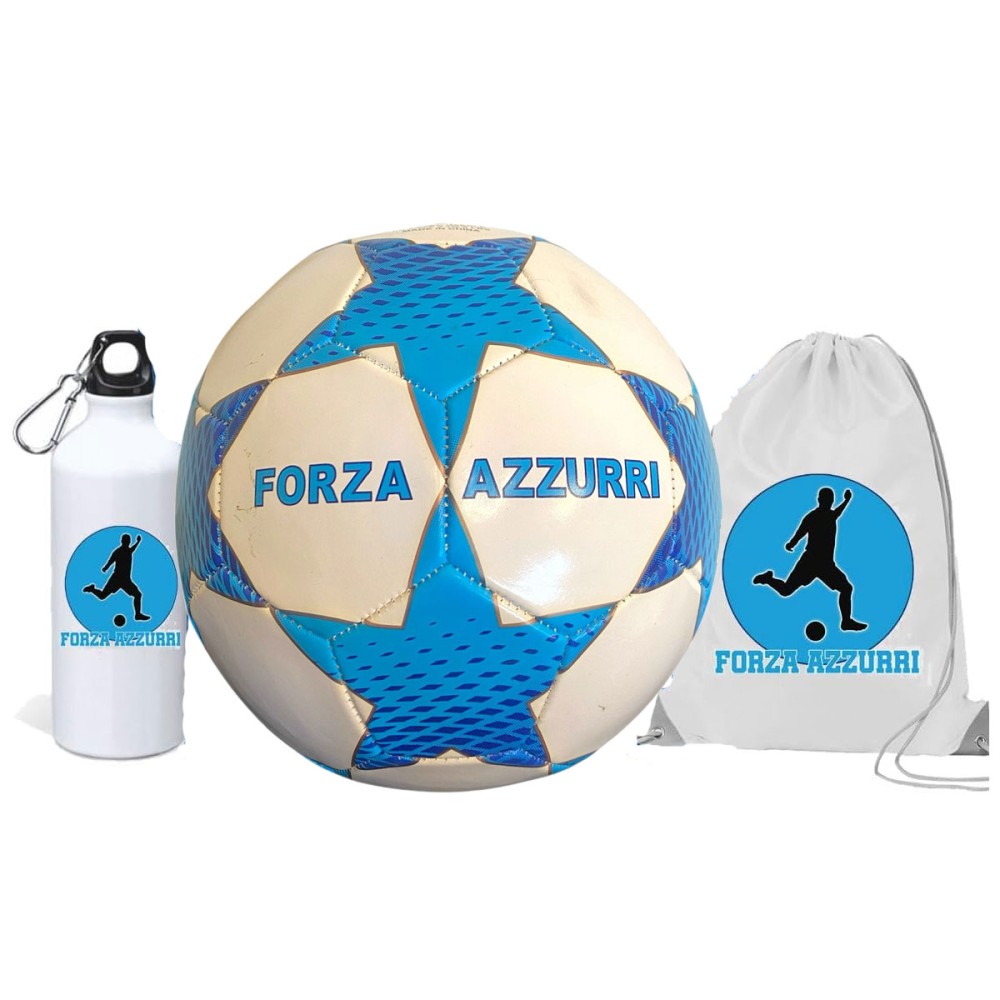 Pallone Napoli FORZA AZZURRI n.5 + borraccia e sacca