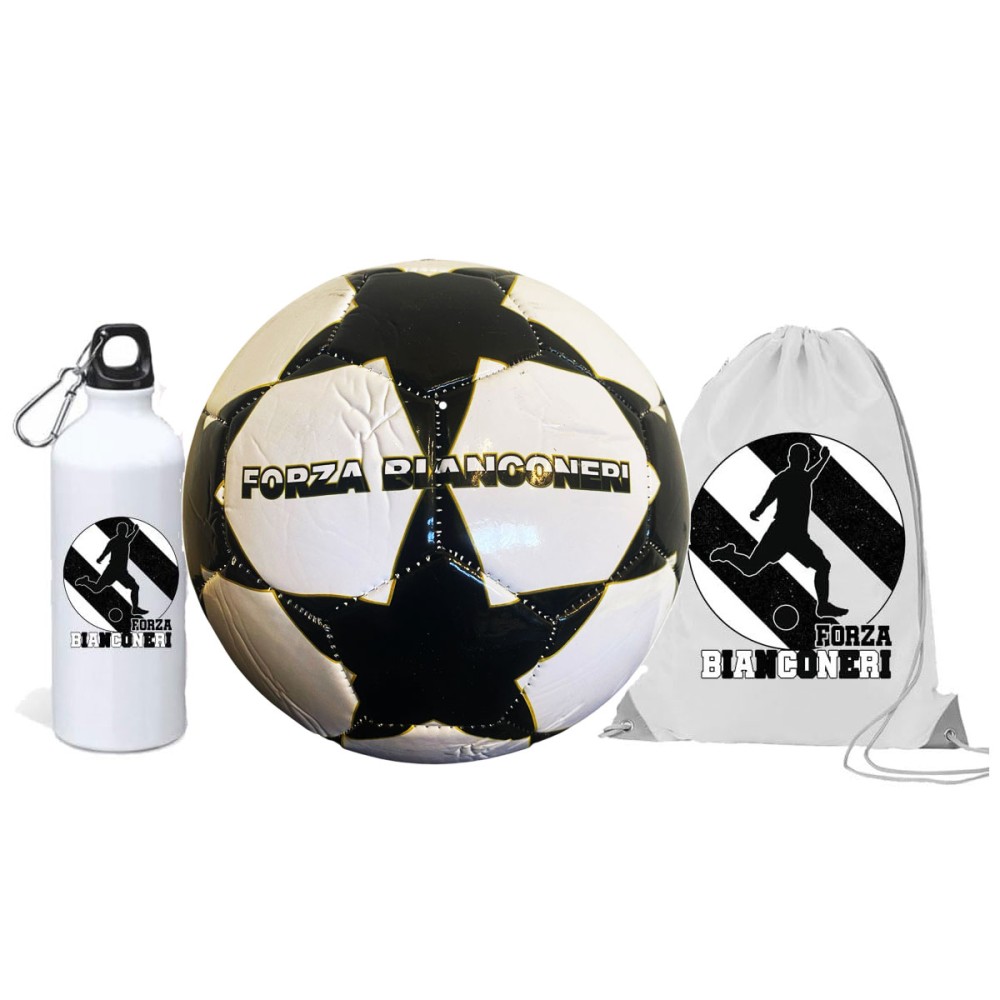Pallone Juventus forza bianconeri n.5 + borraccia e sacca