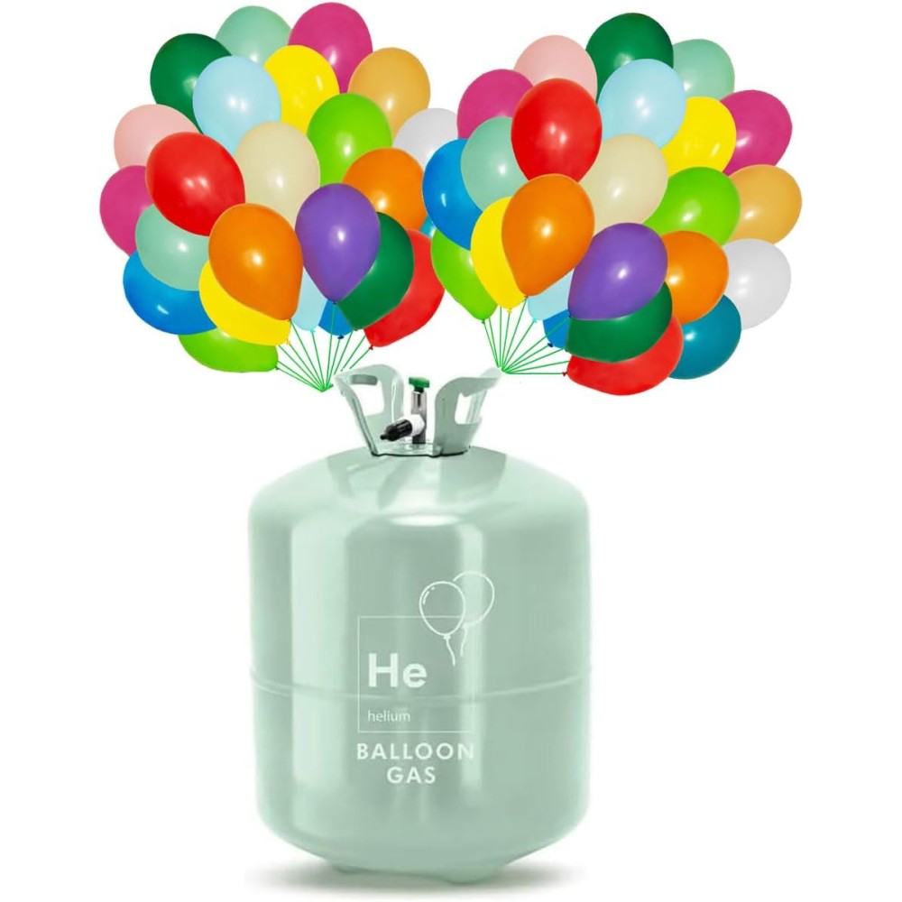 Bombola Elio Gonfiaggio Palloncini 0,59 mc + 100 palloncini 23 cm multicolor