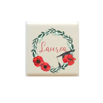 10 Mattonelle magneti Laurea papavero rosso Personalizzabili
