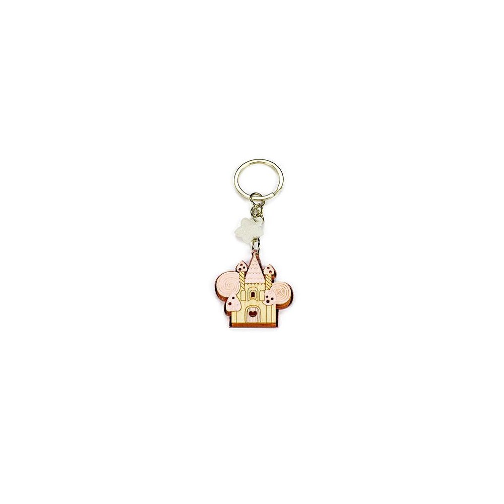 Portachiavi castello in plexiglass e legno 3 x 3 cm rosa A3026 03