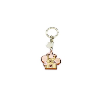Portachiavi castello in plexiglass e legno 3 x 3 cm rosa A3026 03