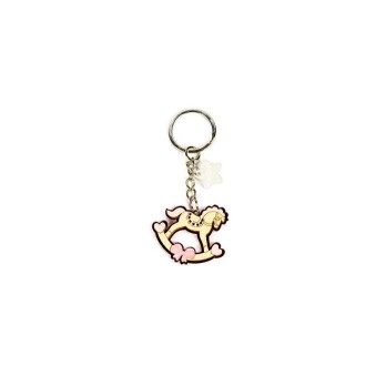 Portachiavi cavalluccio in plexiglass e legno 3 x 3 cm rosa A3027 03
