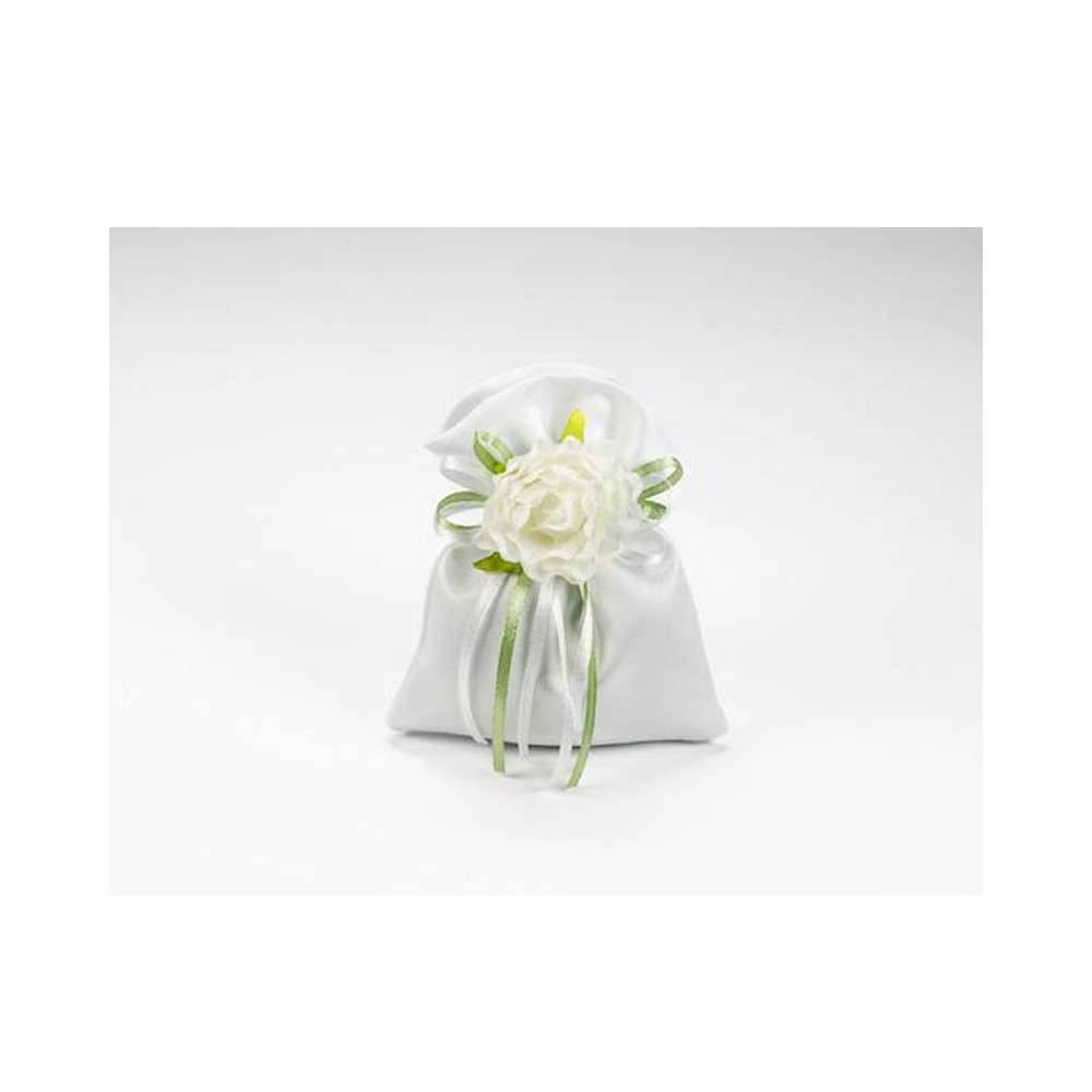Sacchetti di Raso Piatto 01 bianco 10pz  cm10x12h -  A2966 01 ( decorazioni e nastrino non inclusi)