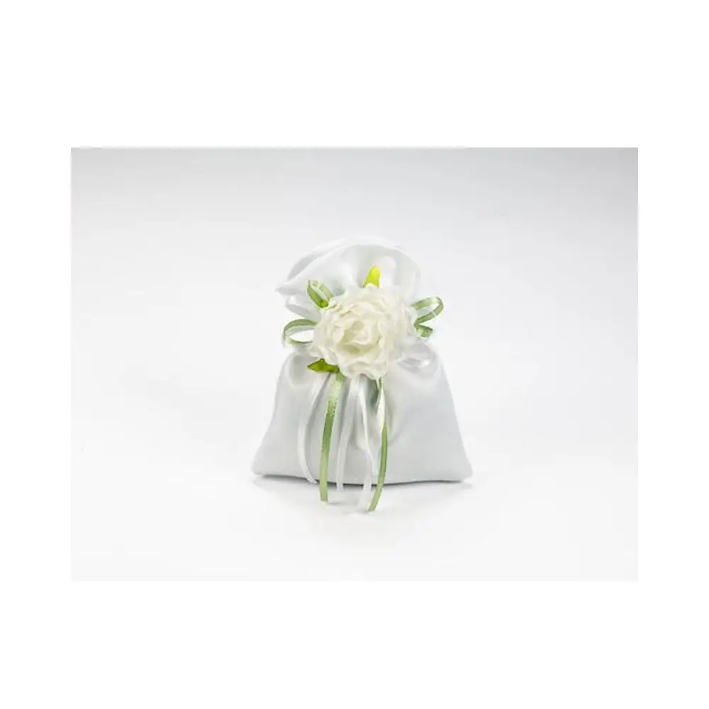 Sacchetti di Raso Piatto 01 bianco 10pz  cm10x12h -  A2966 01 ( decorazioni e nastrino non inclusi)