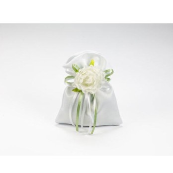 Sacchetti di Raso Piatto 01 bianco 10pz  cm10x12h -  A2966 01 ( decorazioni e nastrino non inclusi)