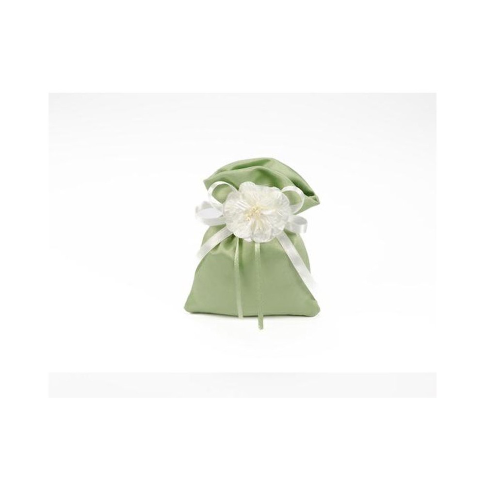 Sacchetti di Raso Piatto 20 verde salvia 10pz  cm10x12h -  A2966 20 ( decorazioni e nastrino non inclusi)