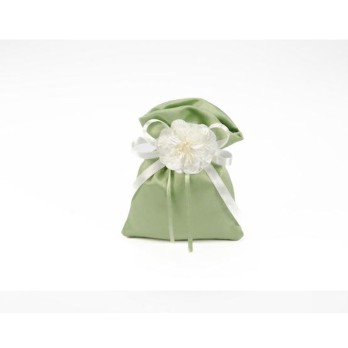 Sacchetti di Raso Piatto 20 verde salvia 10pz  cm10x12h -  A2966 20 ( decorazioni e nastrino non inclusi)