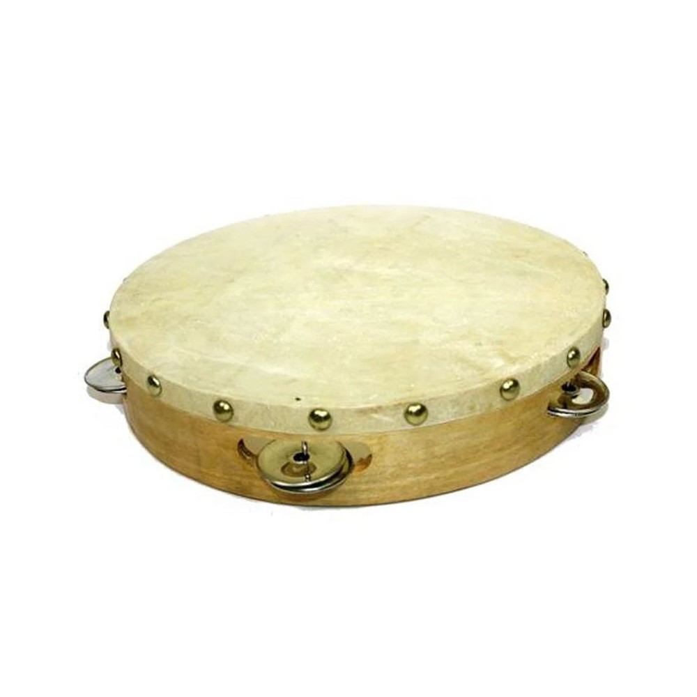 Tamburello Grande in legno e metallo 21,5 cm dia h 4 cm 121517