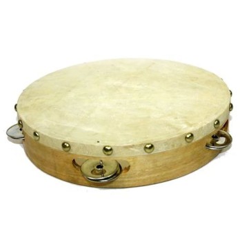 Tamburello piccolo in legno e metallo 12 cm dia h 4 cm 636664