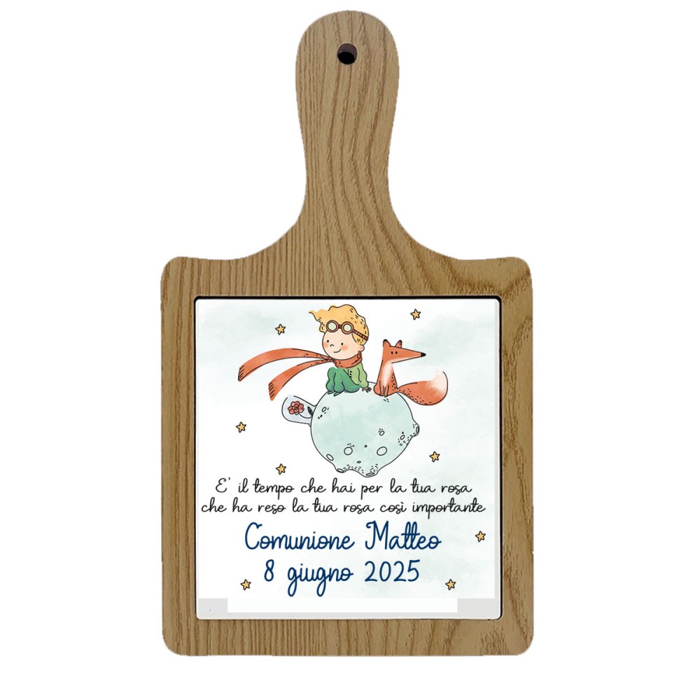 Tagliere legno con mattonella in ceramica Piccolo Principe new personalizzabile
