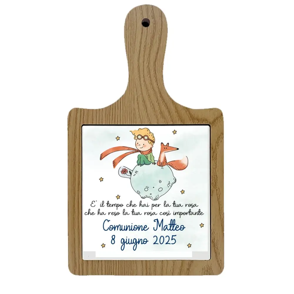 Tagliere legno con mattonella in ceramica Piccolo Principe new personalizzabile