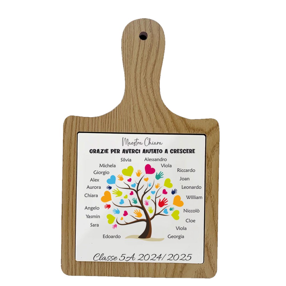 6 Taglieri legno con mattonella in ceramica regalo alle maestre personalizzabili