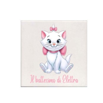 10 Mattonelle magneti Battesimo Personalizzabili Minou Minù Aristogatti