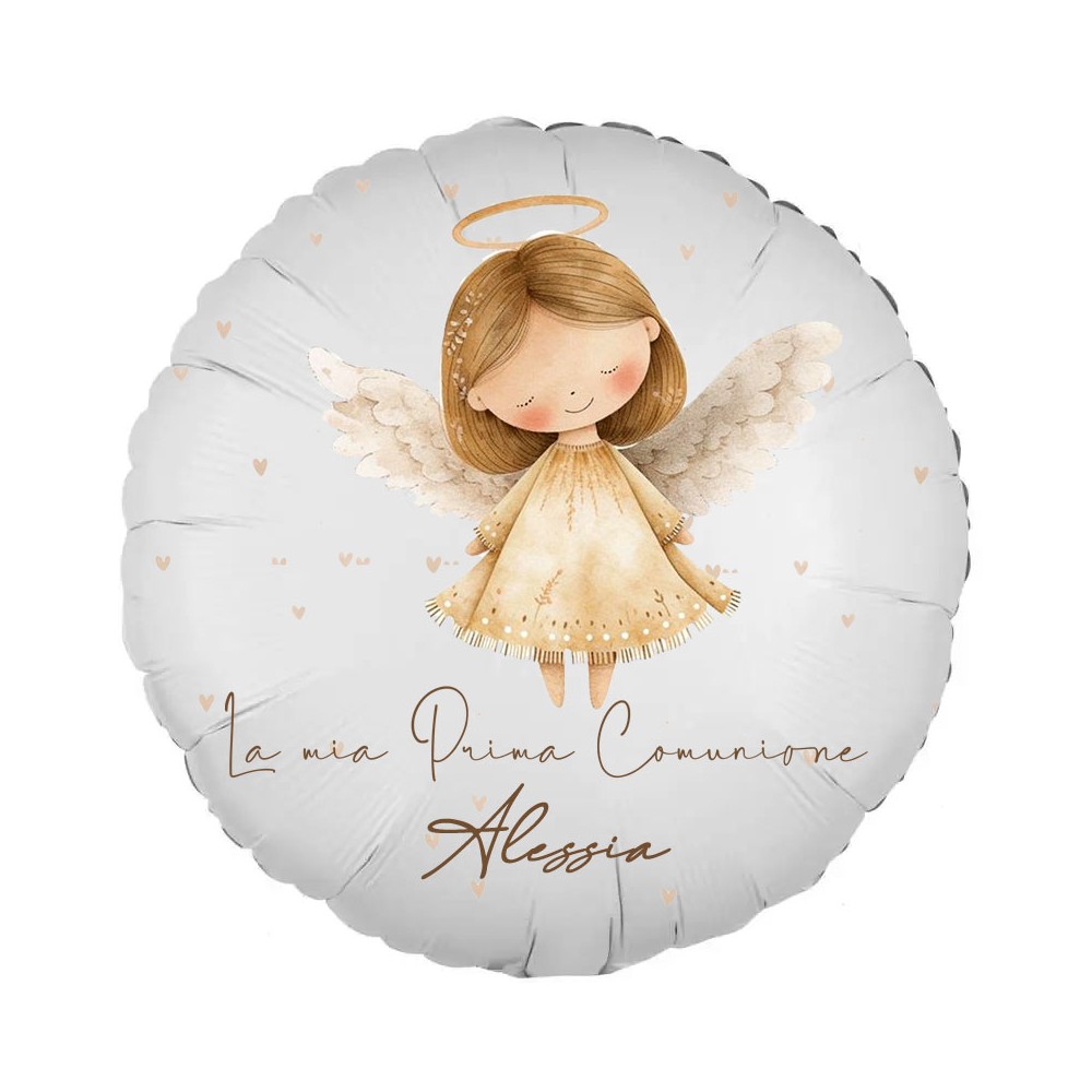 Palloncino foil personalizzabile Prima Comunione Little Angel
