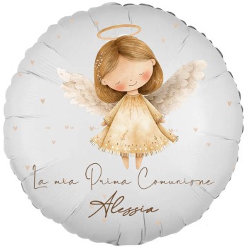 Palloncino foil personalizzabile Prima Comunione Little Angel