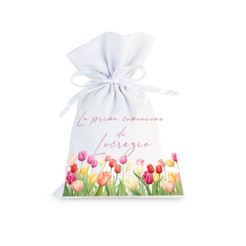 Sacchetti prima comunione Tulipani personalizzabili - 10 pz