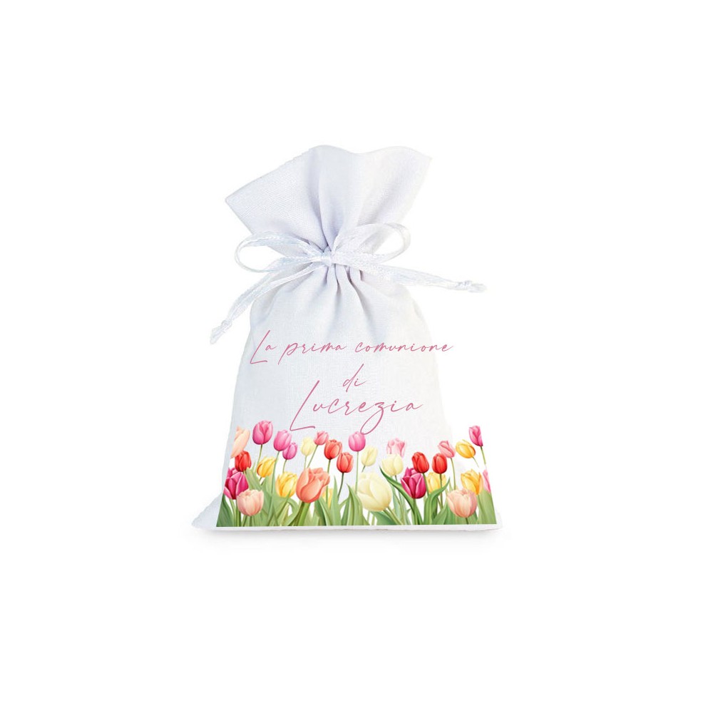coSacchetti prima comunione Tulipani personalizzabili - 30 pz