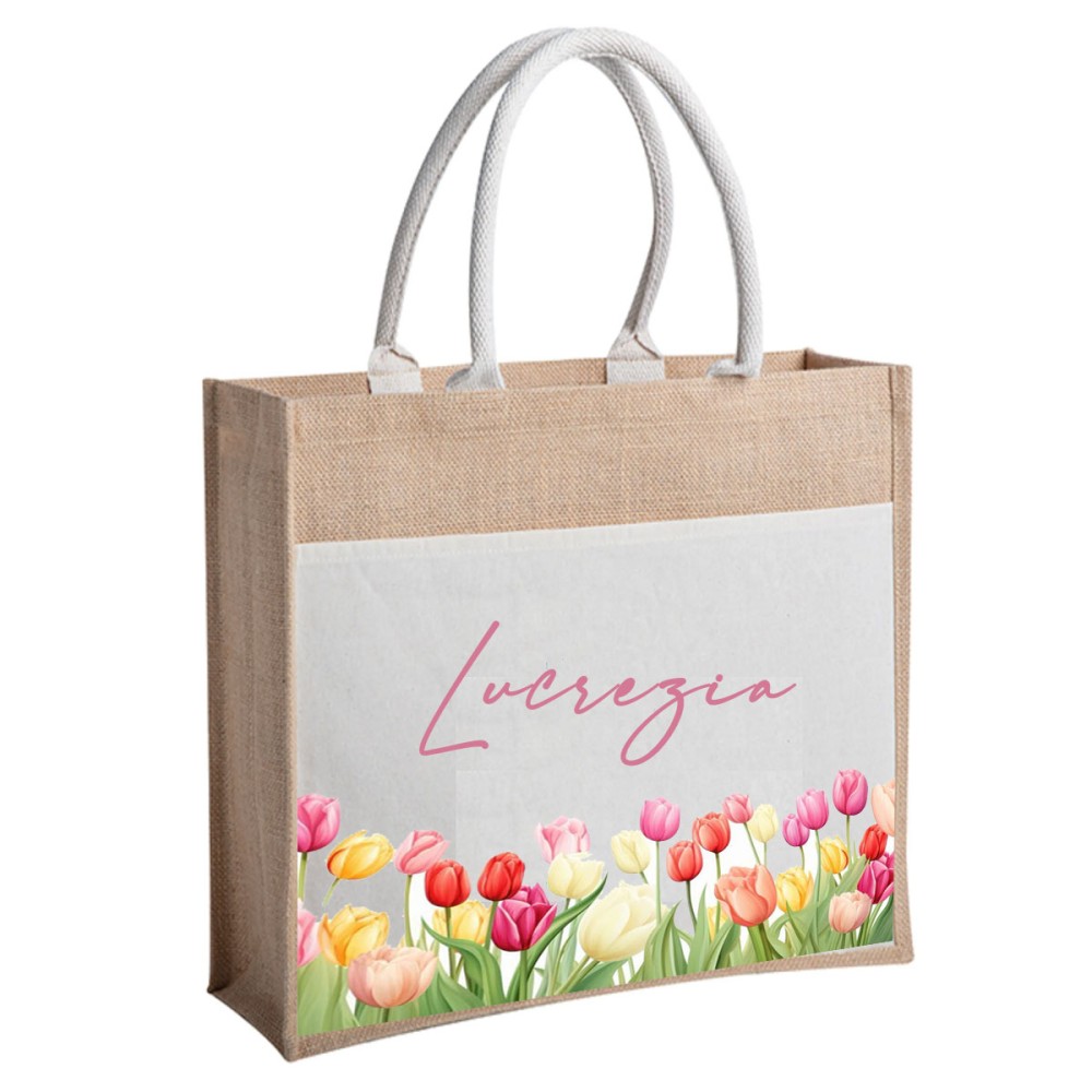 Borsa Shopping o Mare Tulipani personalizzabile