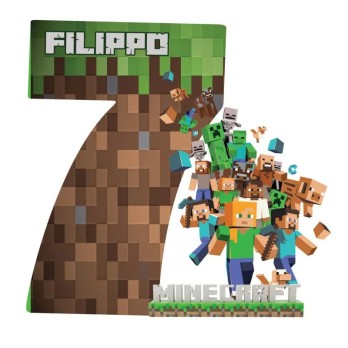 Topper Torta polistirolo Minecraft Sagomato Personalizzabile 15 cm