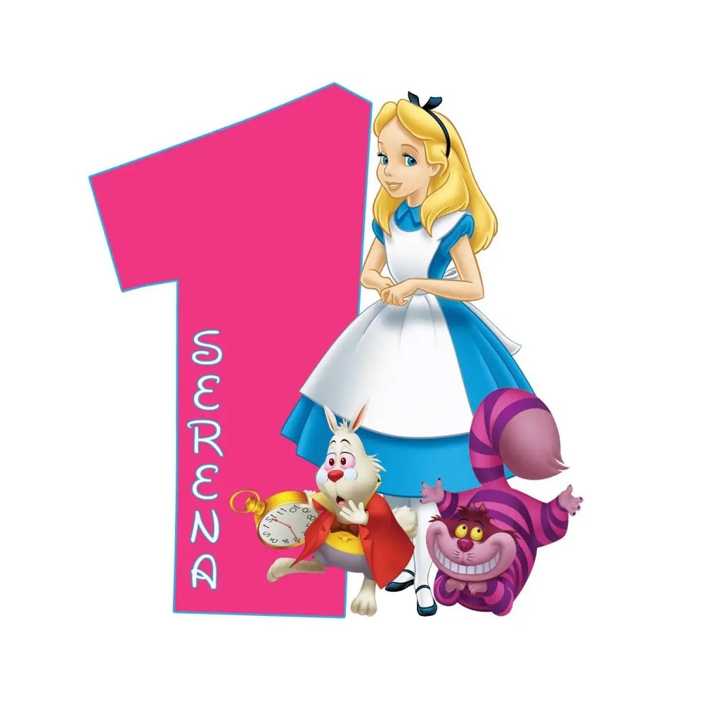 Topper Torta polistirolo Alice Sagomato Personalizzabile 15 cm