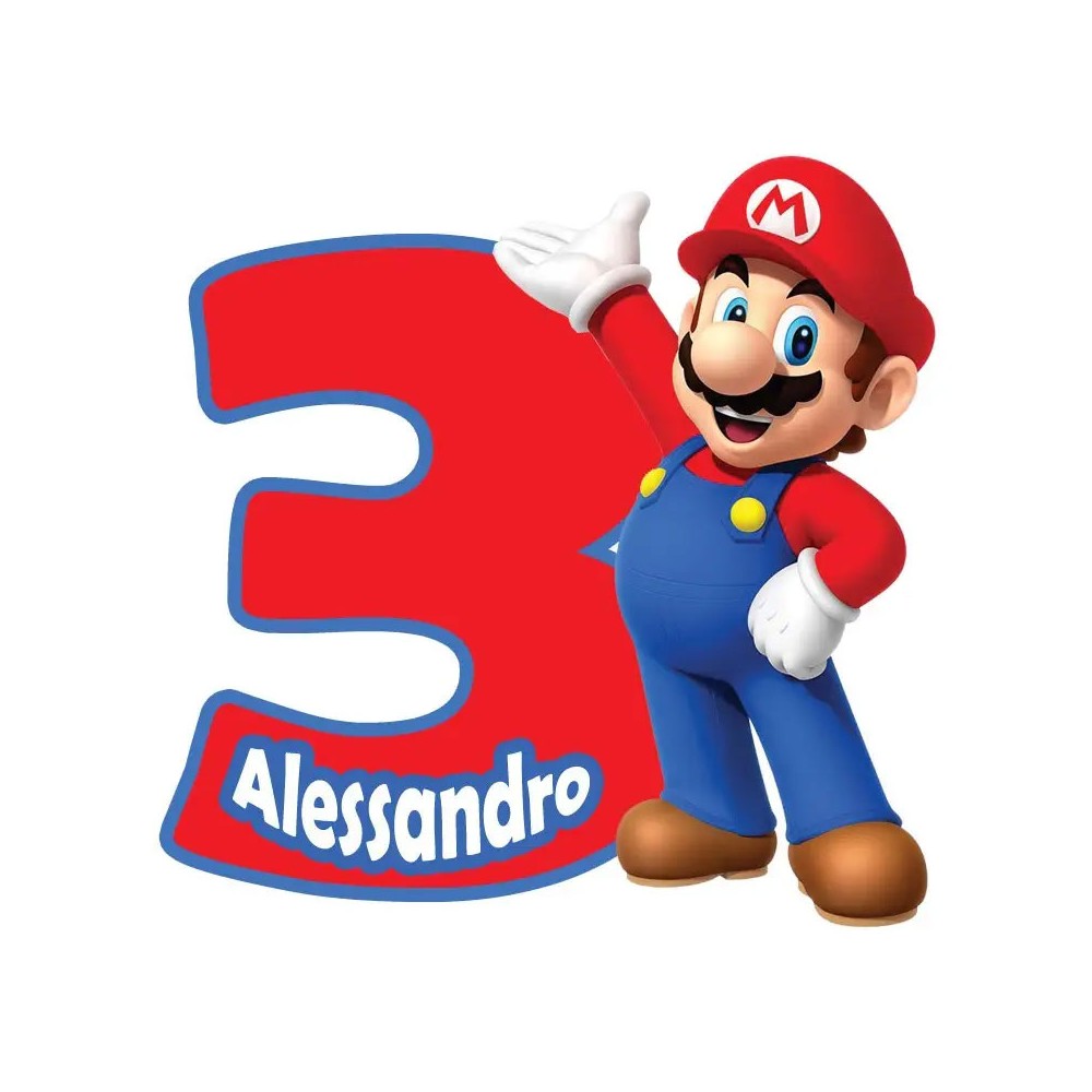 Topper Torta polistirolo Super Mario Sagomato Personalizzabile 15 cm
