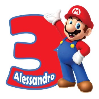 Topper Torta polistirolo Super Mario Sagomato Personalizzabile 15 cm
