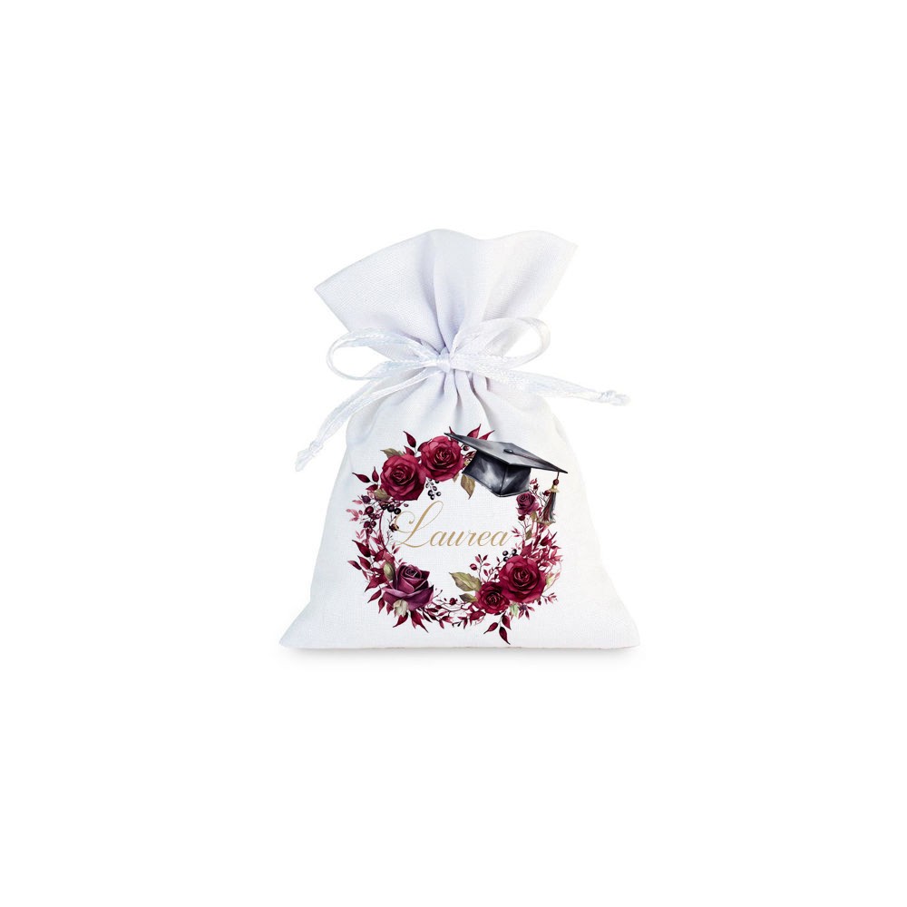 10 Sacchetti Laurea personalizzabili Rose Amaranto